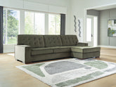 Bay Furniture Gallery - Ashley Furniture - Caspian-Town Sectional - RAF 2-Piece Sectional with Chaise / Olive - PC61702S1